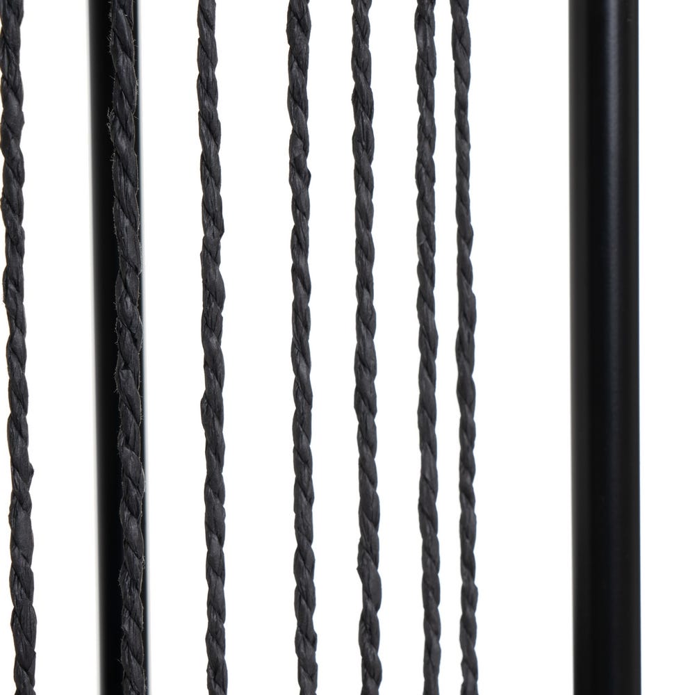 Lolahome Mesa De Centro De Cuerdas De Arpillera Y Madera Negra De Ø 70x41 Cm