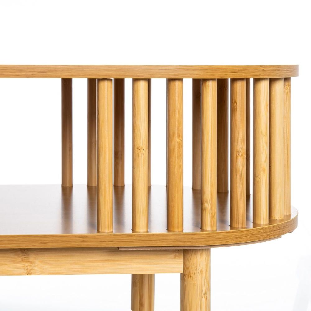 Lolahome Mesa De Centro Ovalada De Varillas De Bambú Y MDF Natural De 120x39x37 Cm