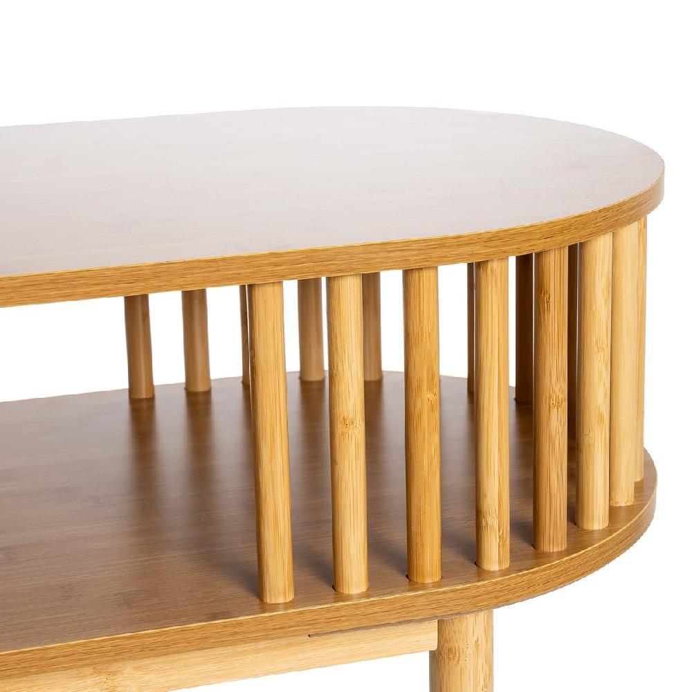Lolahome Mesa De Centro Ovalada De Varillas De Bambú Y MDF Natural De 120x39x37 Cm