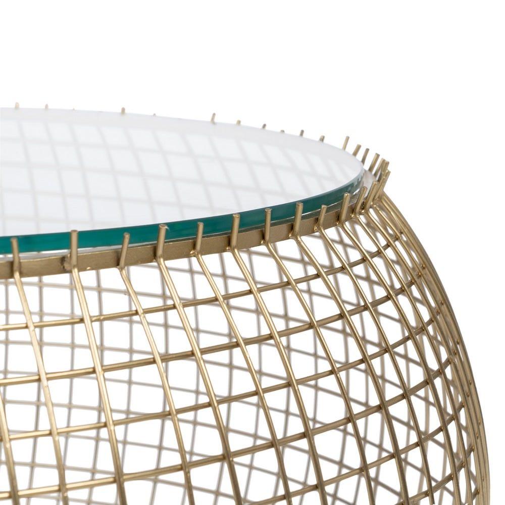 lolahome Mesa de centro red dorada con cristal de 74 cm