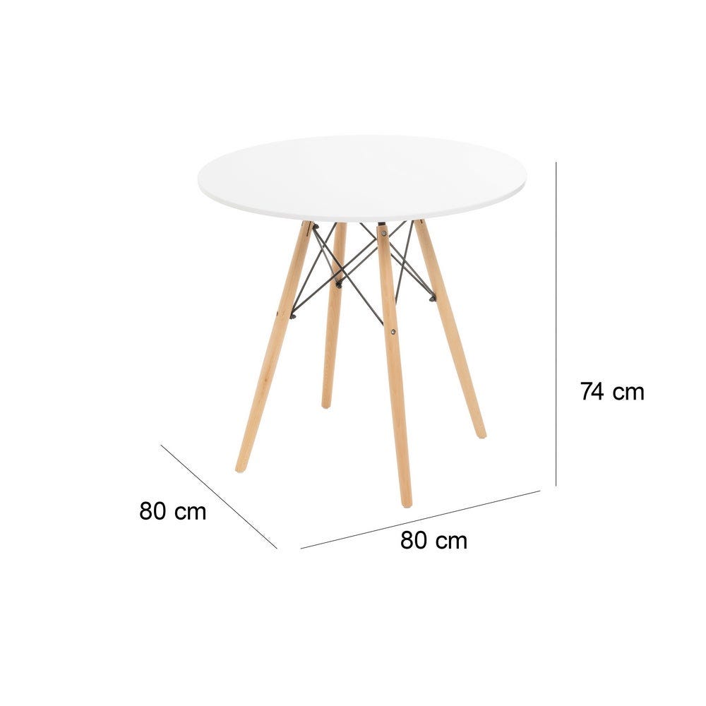 Lolahome Mesa De Cocina Para 4 Personas De Madera Blanca De Ø 80x74 Cm