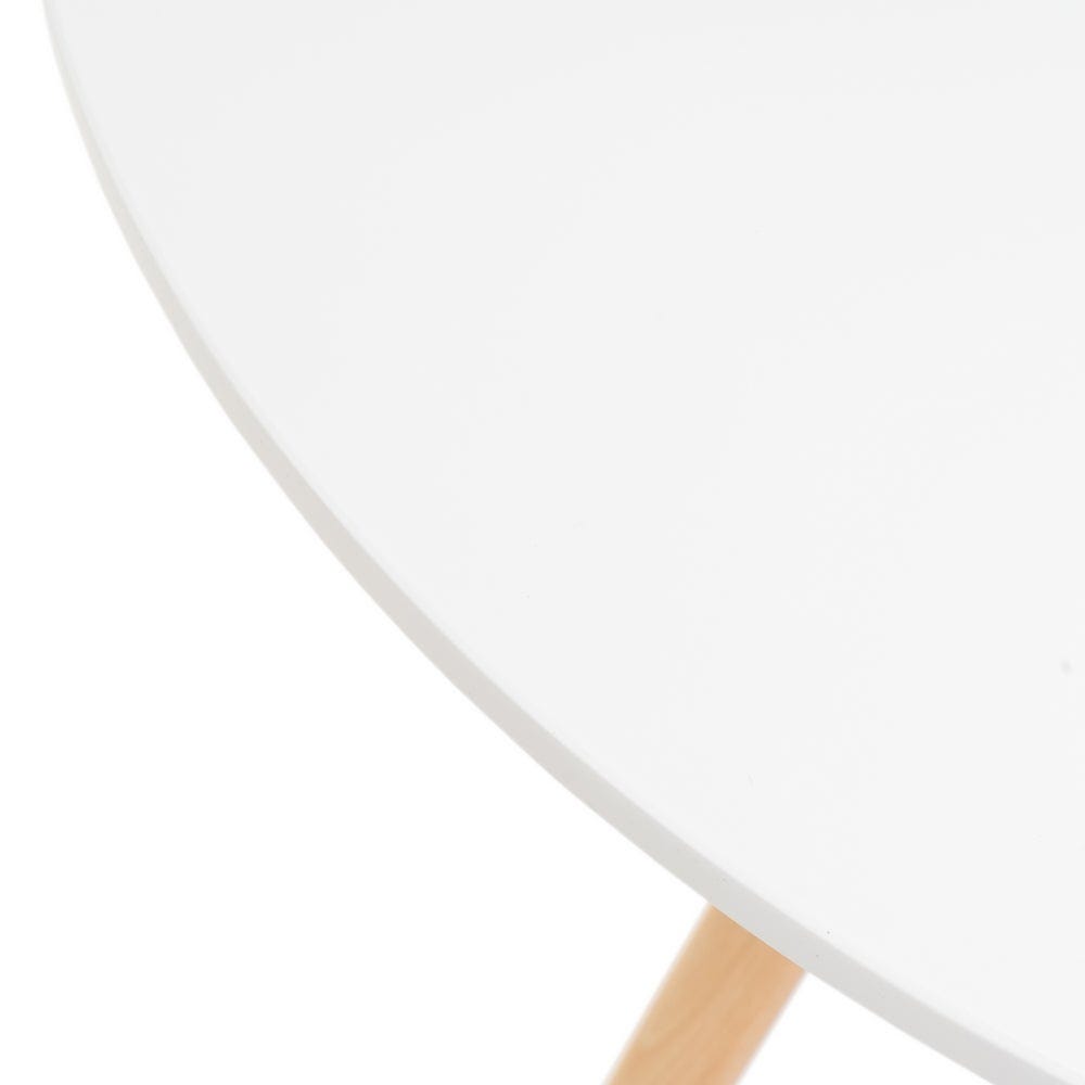 lolahome Mesa de cocina para 4 personas de madera blanca de Ø 80x74 cm