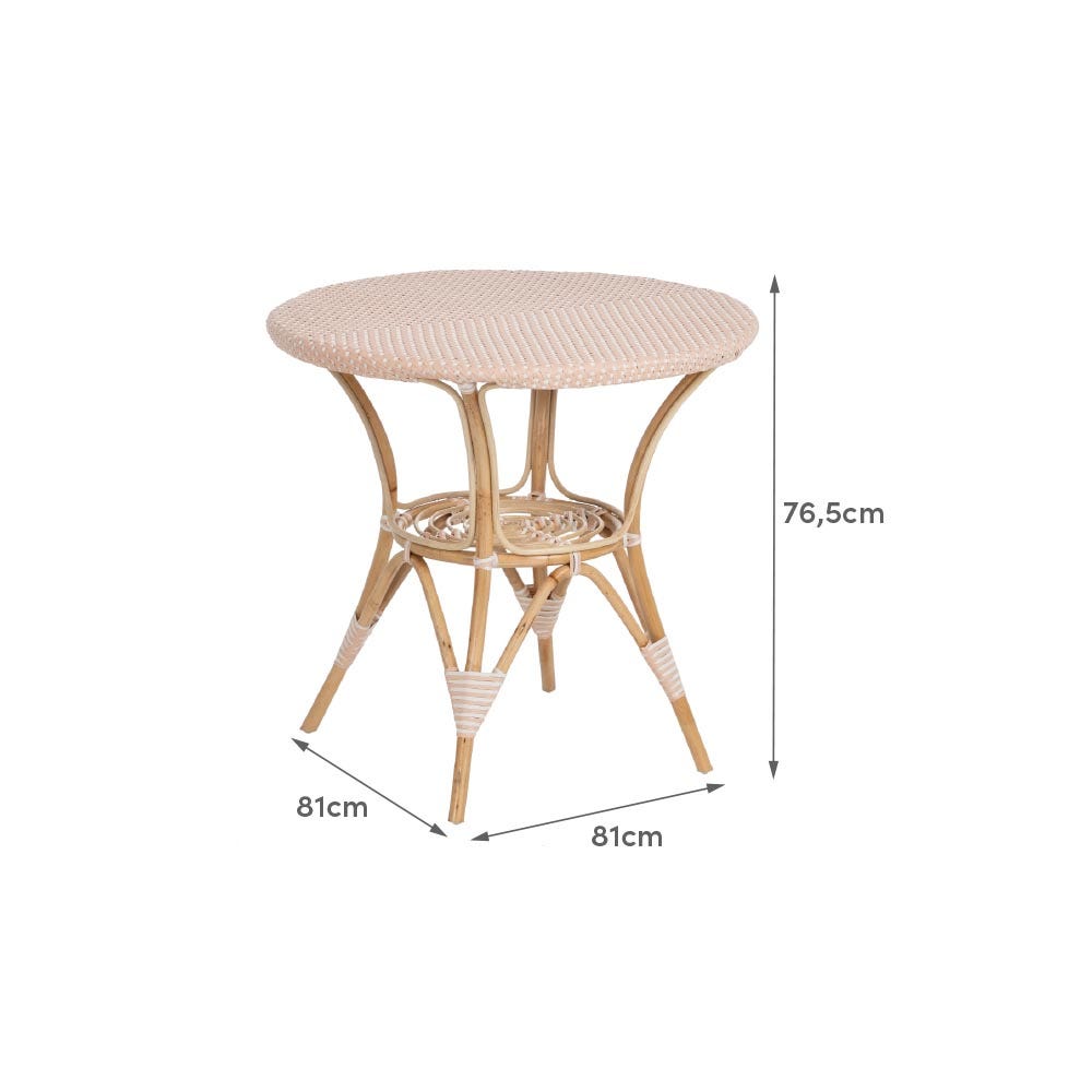 Lolahome Mesa De Comedor Redonda Para 2 Personas De Rattán Trenzado Beige Y Natural De Ø 81x76 Cm