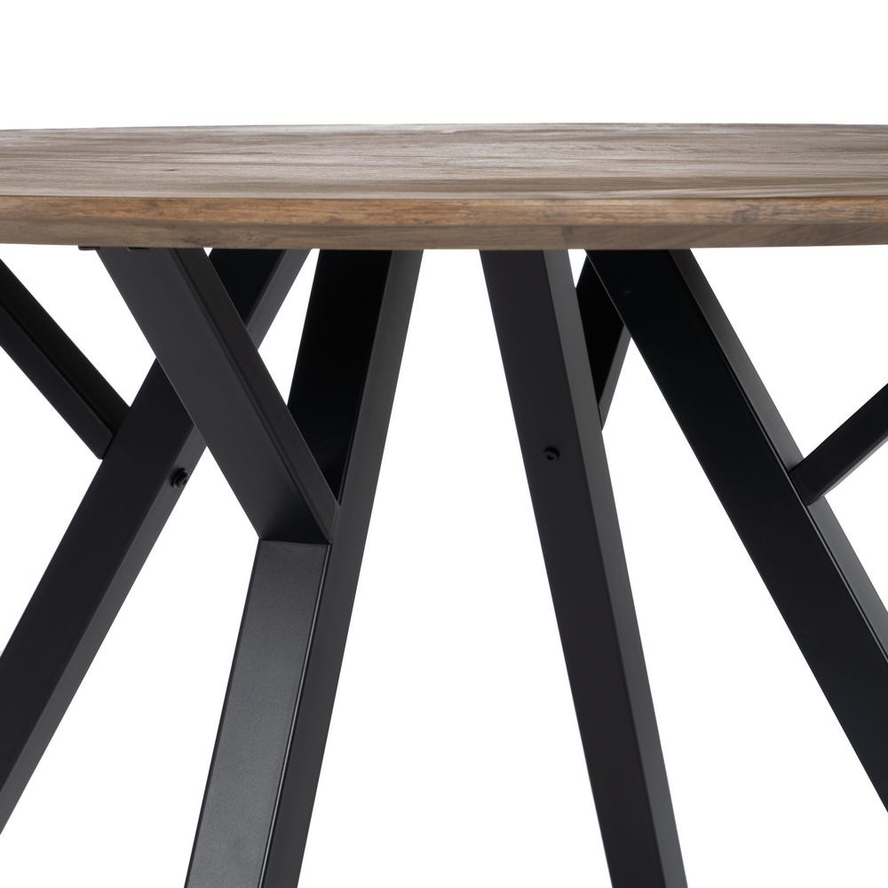 Lolahome Mesa De Comedor Redonda Para 4 Personas De Madera DM Natural Y Metal Negro De Ø 120x75 Cm