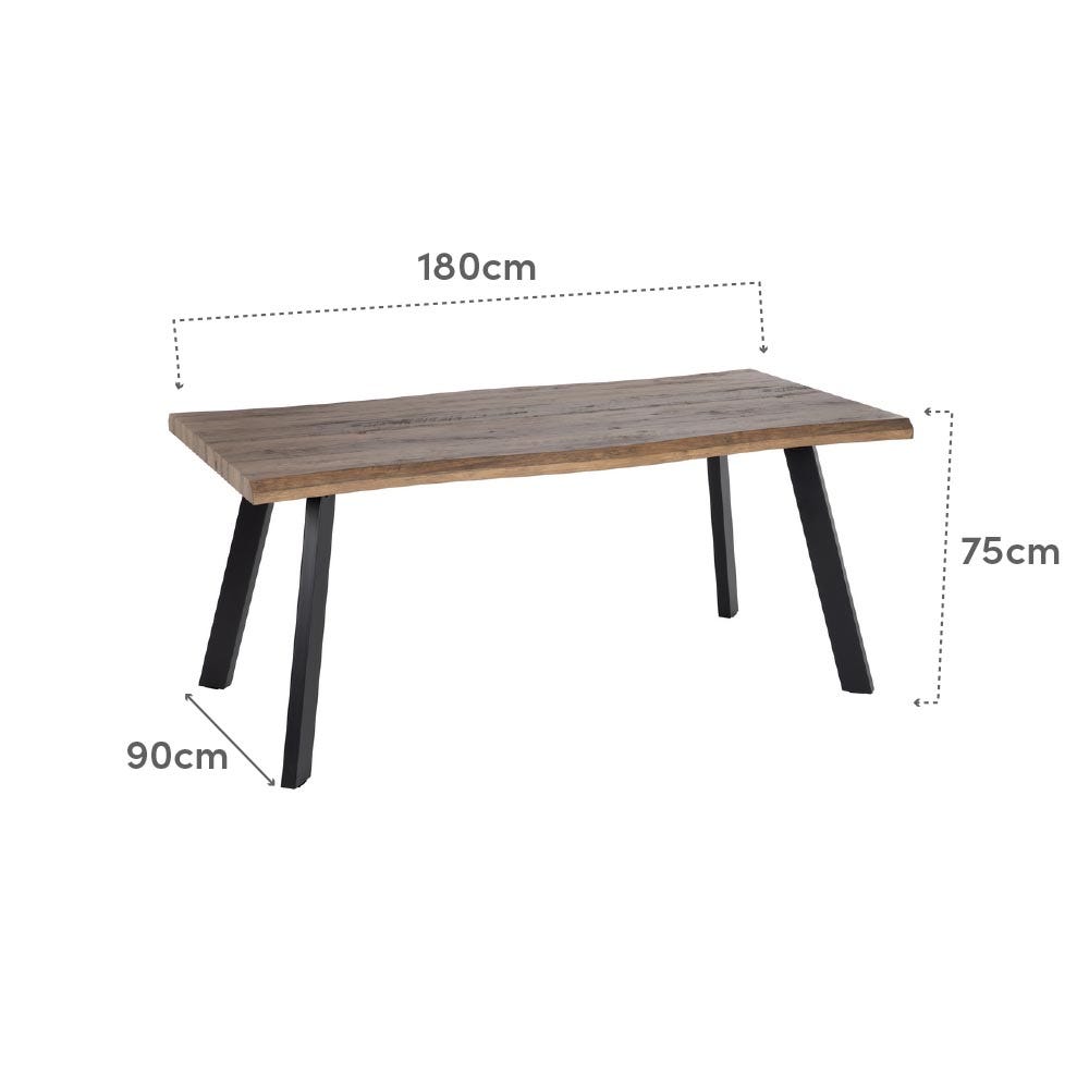 Lolahome Mesa De Comedor Tronco De 180x90 Cm Negra Y Marrón