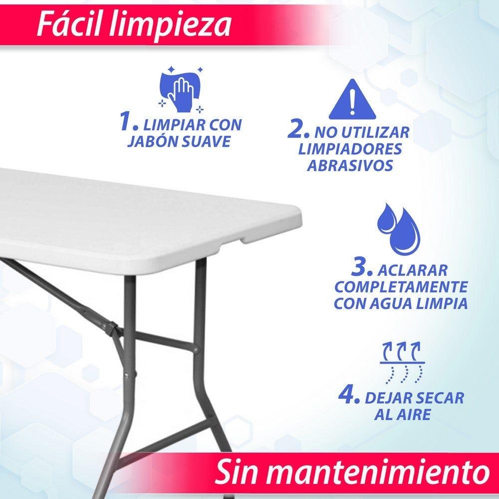 Lolahome Mesa Plegable De Acero Anticorrosión Y HDPE (De 180x70x74 Cm). Resistente Fácil Transporte Fácil Montaje. Ideal Acampadas Picnic Catering Jardín Terraza