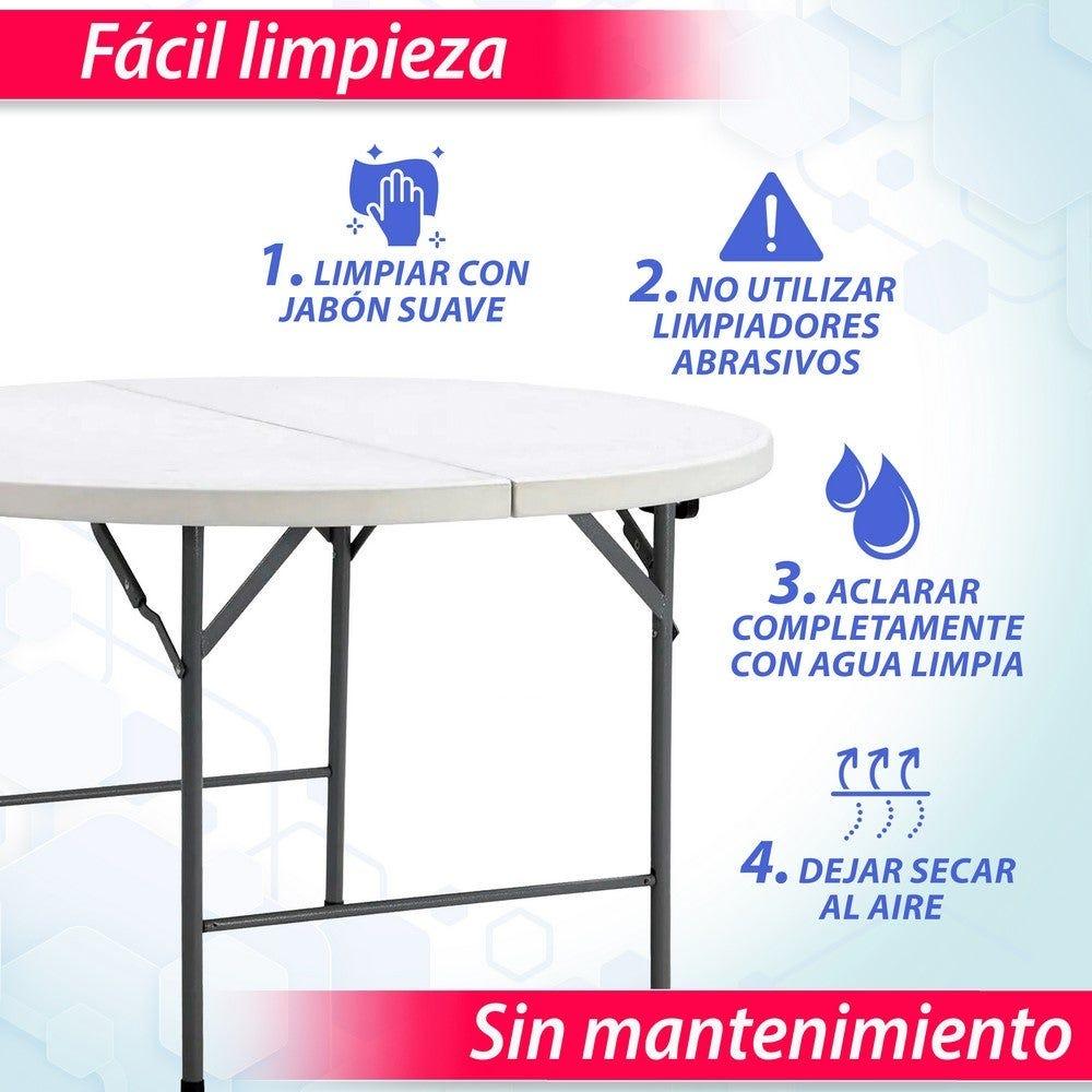 Lolahome Mesa Plegable De Acero Anticorrosión Y HDPE (De Ø 122x74 Cm). Resistente Fácil Transporte Fácil Montaje. Ideal Acampadas Picnic Catering Jardín Terraza