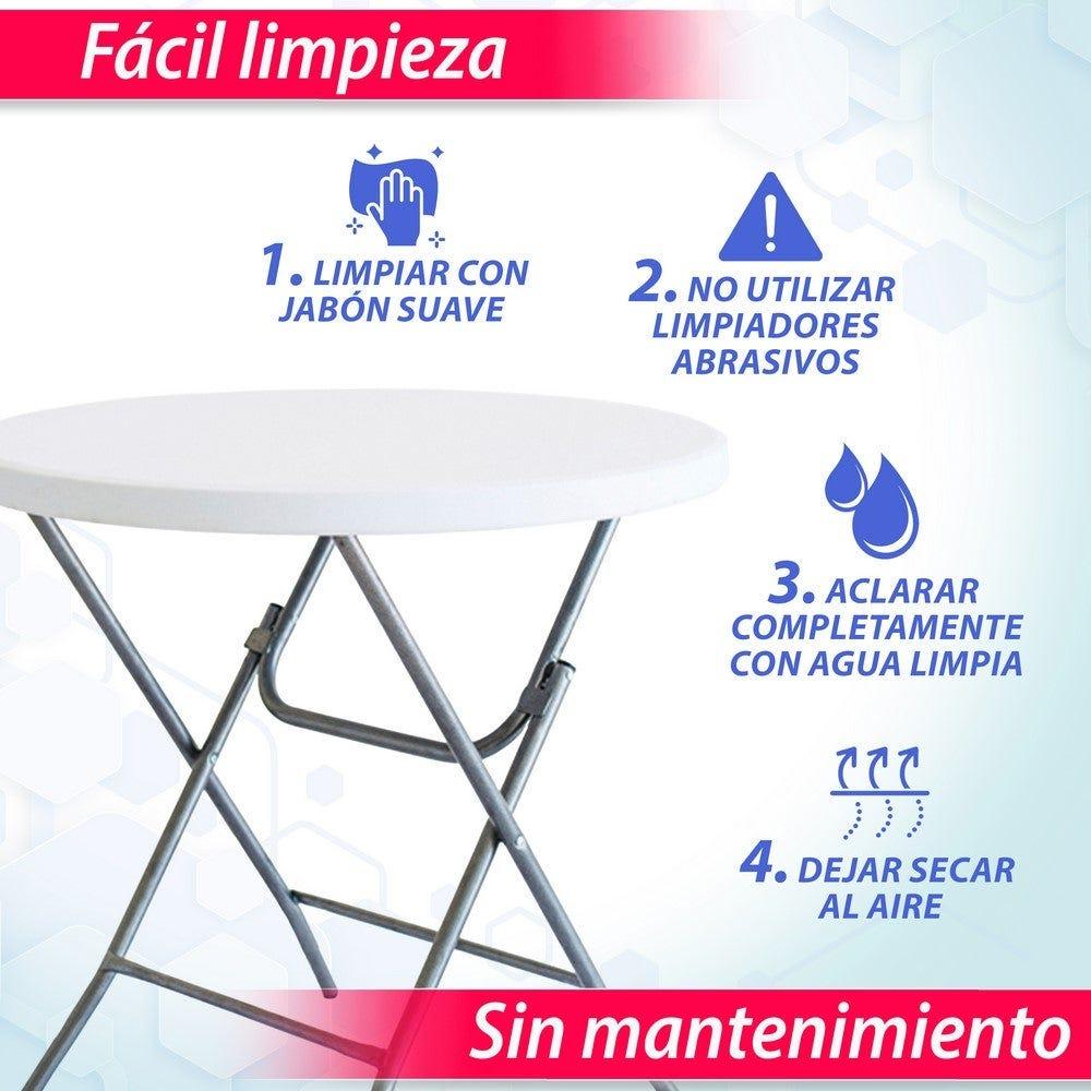 Lolahome Mesa Plegable De Acero Anticorrosión Y HDPE (De Ø 80x74 Cm). Resistente Fácil Transporte Fácil Montaje. Ideal Acampadas Picnic Catering Jardín Terraza