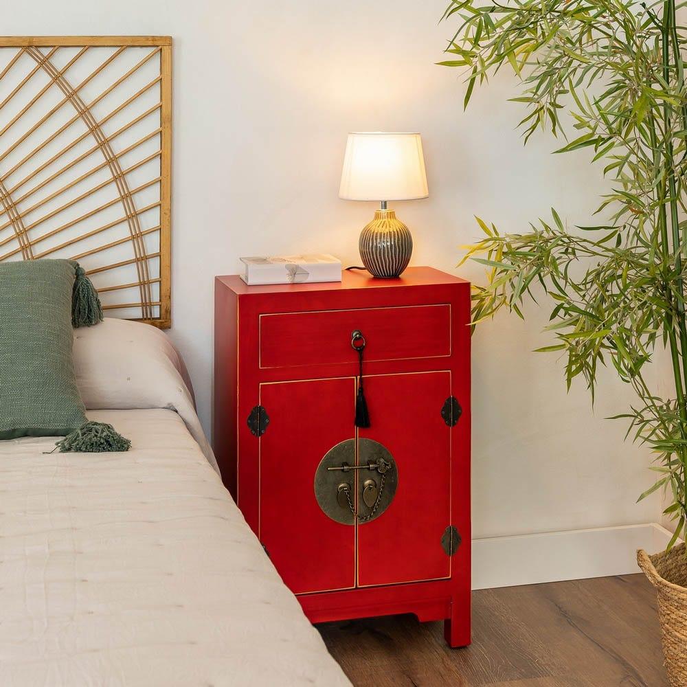 Lolahome Mesilla De Noche De 1 Cajón Y 2 Puertas Rojo