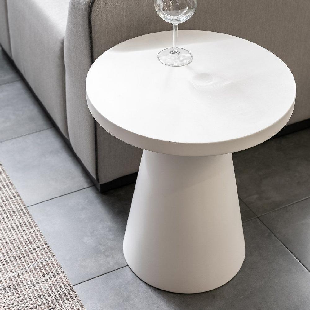 Lolahome Mesita De Jardín Redonda Bacoli De Cemento Blanca De Ø 45 Cm