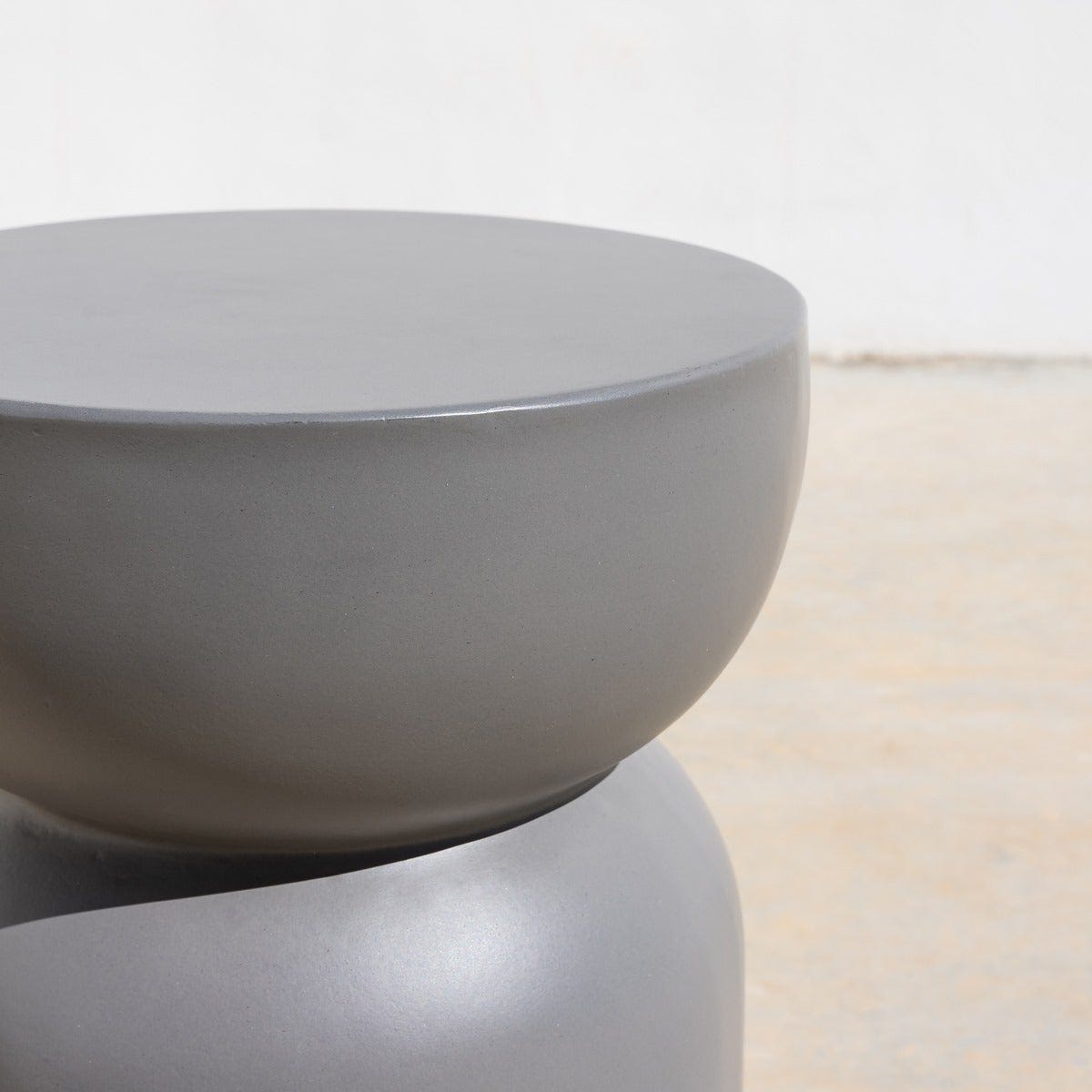 Lolahome Mesita De Jardín Redonda De Diseño Bacoli De Cemento Gris