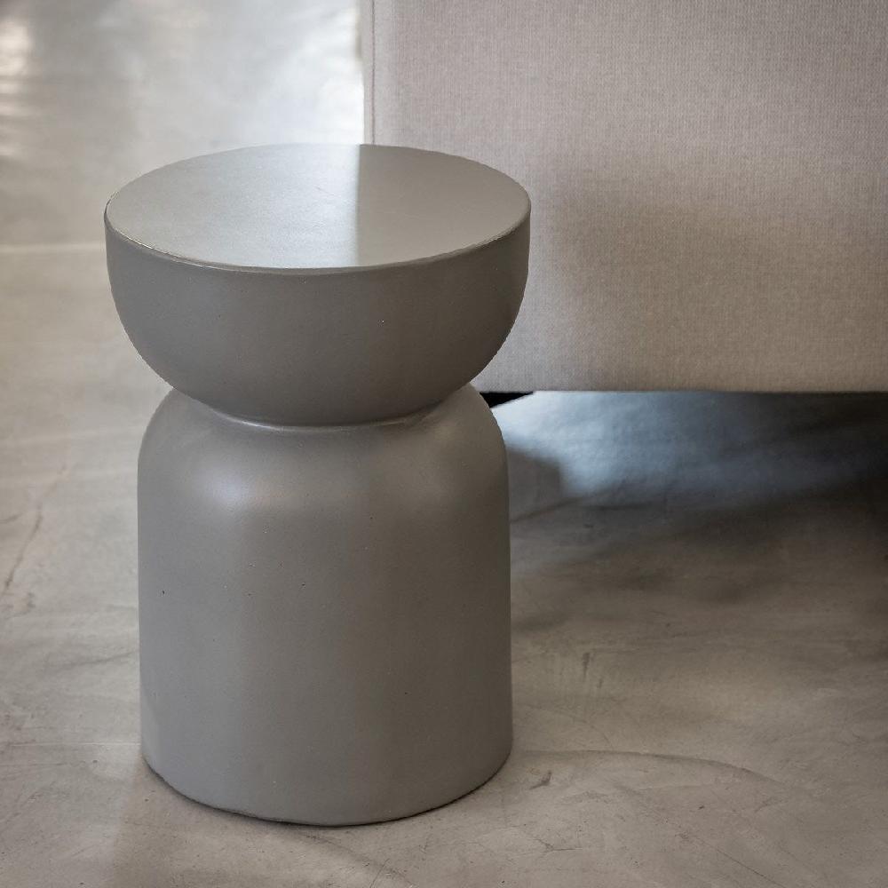 Lolahome Mesita De Jardín Redonda De Diseño Bacoli De Cemento Gris