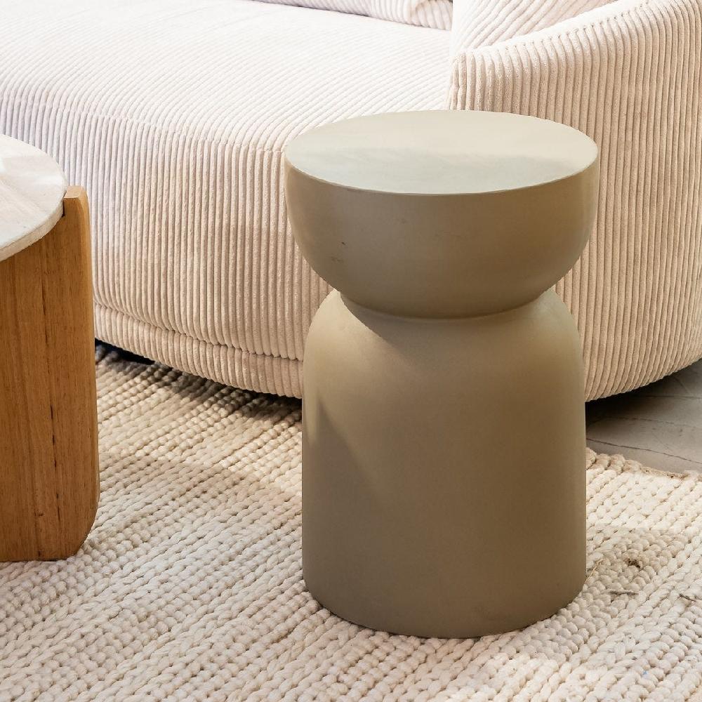 Lolahome Mesita De Jardín Redonda De Diseño Bacoli De Cemento Verde