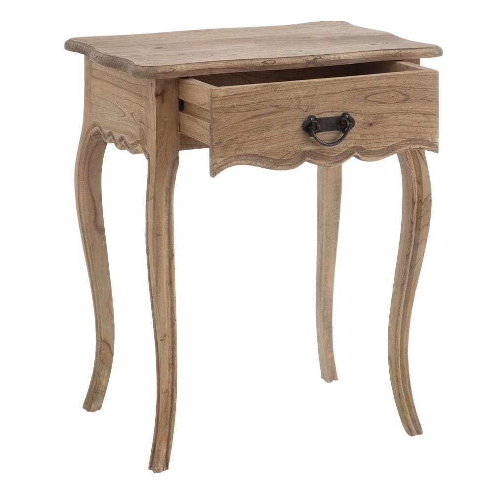 lolahome Mesita de noche cabriolé natural de madera de mindi de 58x43x70 cm