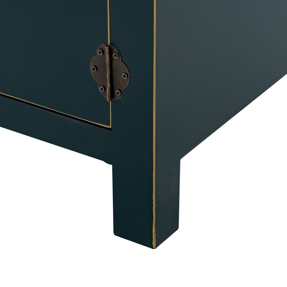 Lolahome Mesita De Noche Con 1 Cajón Y 2 Puertas Azul De Madera De 50x40x66 Cm