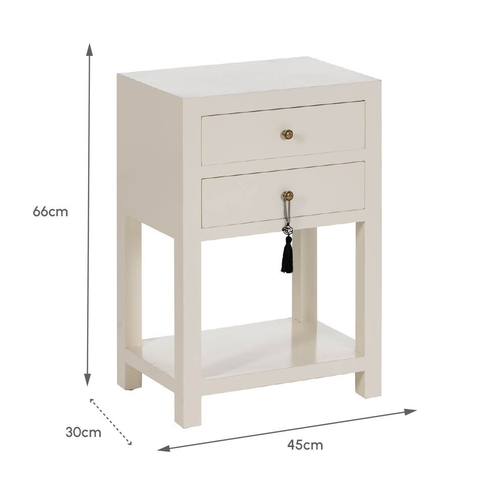 Lolahome Mesita De Noche Con 2 Cajones Blanca De Madera De 45x30x66 Cm