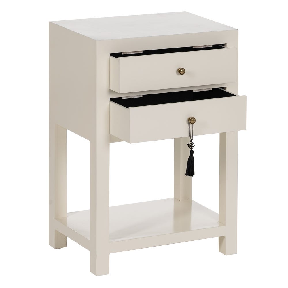 lolahome Mesita de noche con 2 cajones blanca de madera de 45x30x66 cm