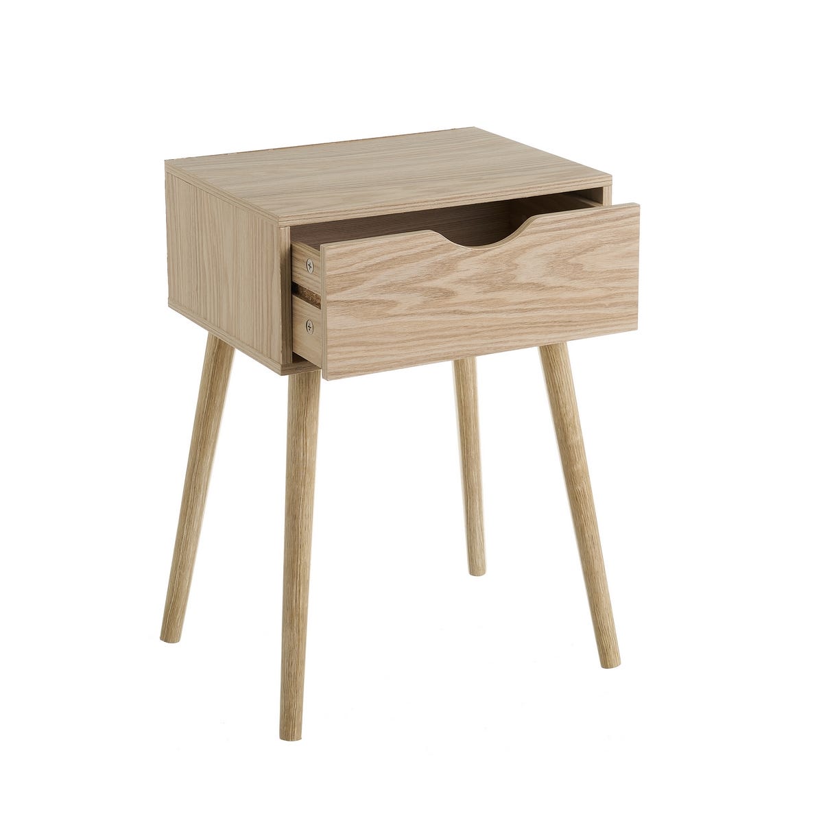 lolahome Mesita de noche de 1 cajón beige de madera MDF de 40x30x57 cm