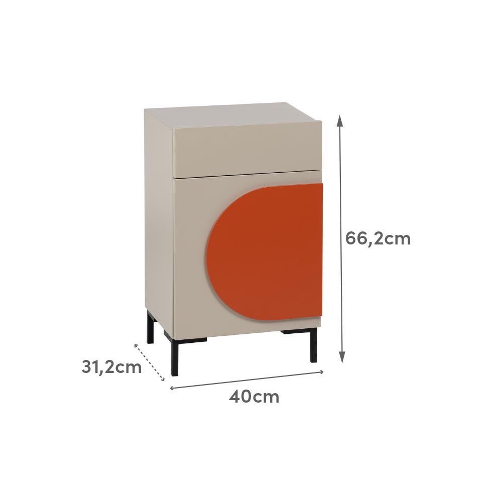 Lolahome Mesita De Noche De 1 Cajón Y 1 Puerta De Madera Y Metal Beige De 40x31x66 Cm