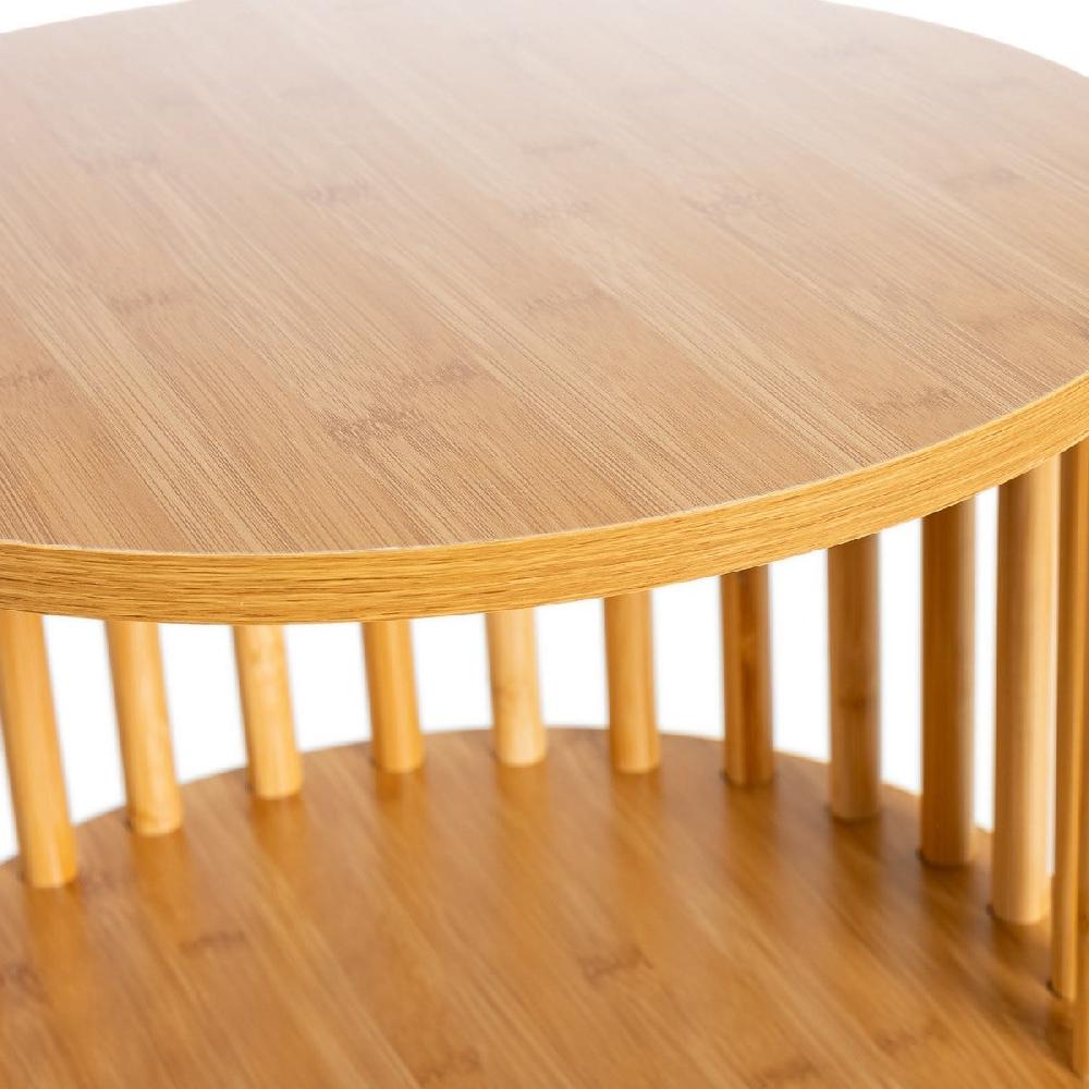 Lolahome Mesita Redonda De Varillas De Bambú Y MDF Natural De Ø 40x40 Cm