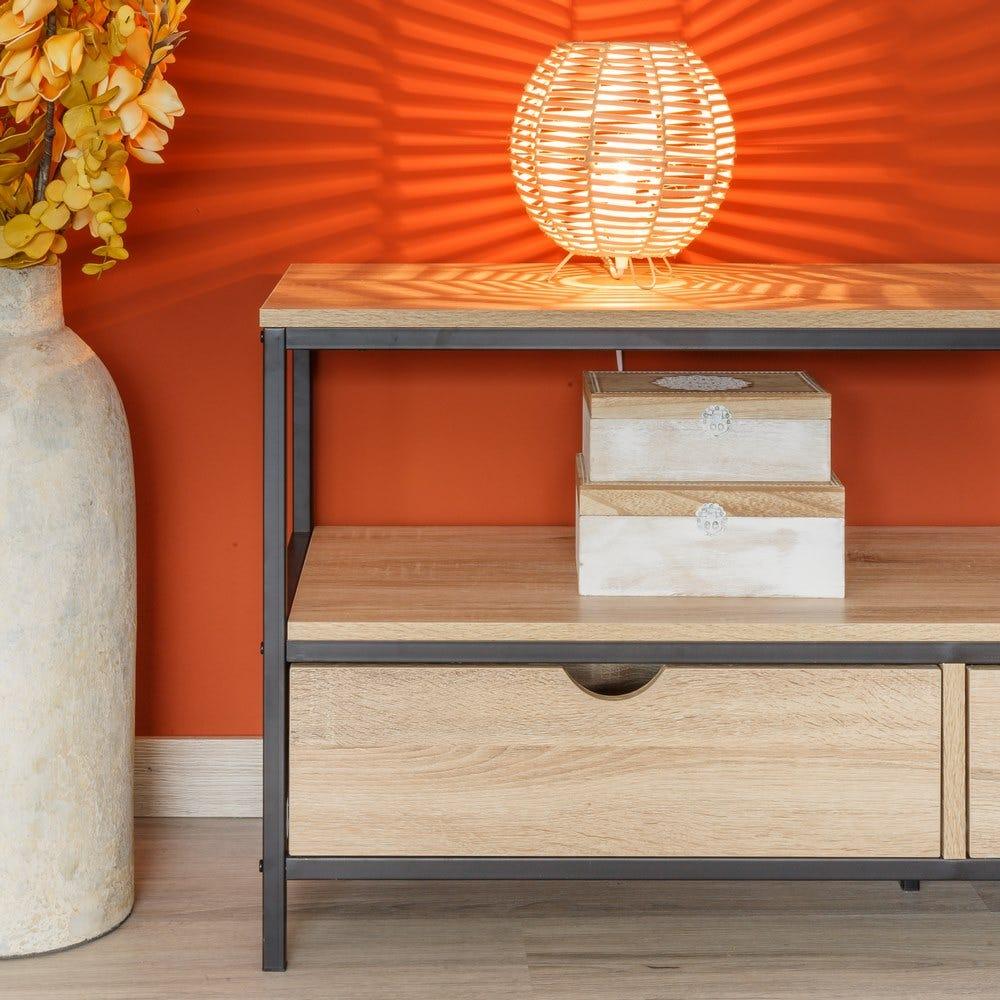 lolahome Mueble TV Urban con 2 cajones de acero y madera
