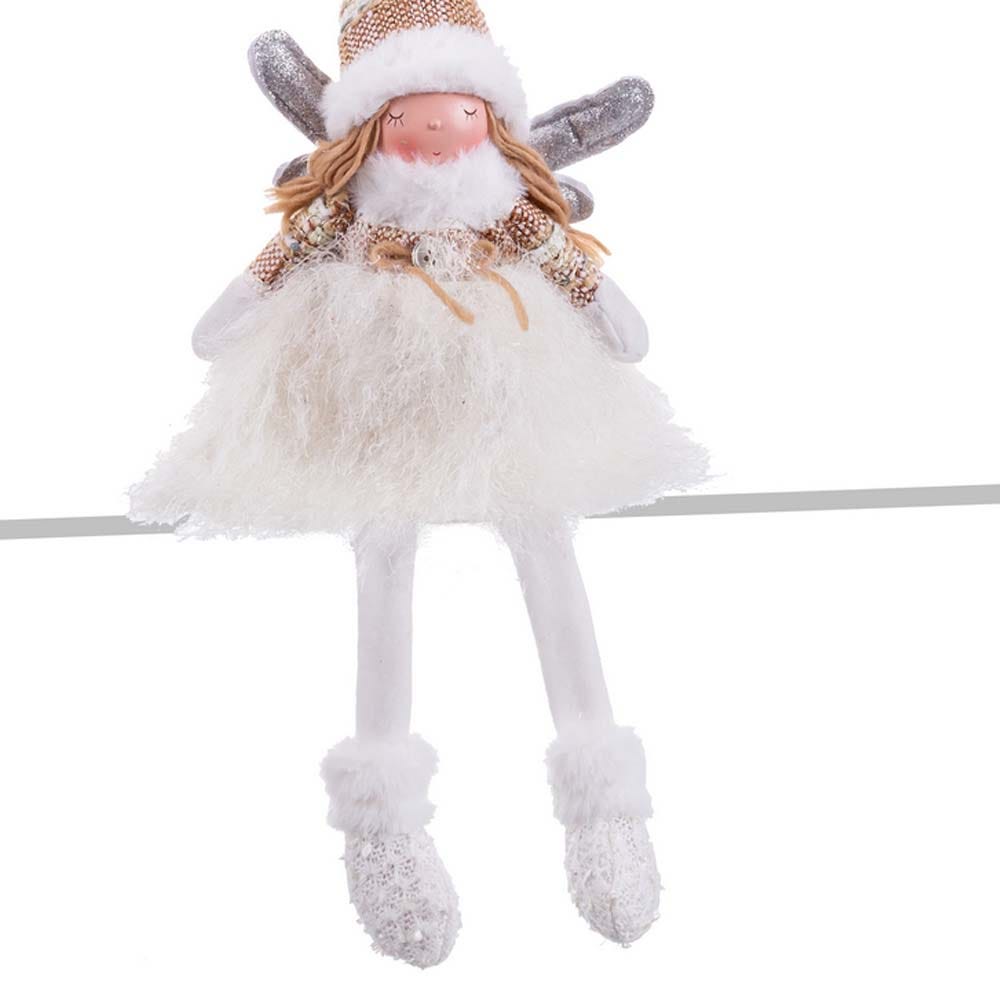 Lolahome Muñeco De Navidad ángel De Tela Blanco De 49 Cm