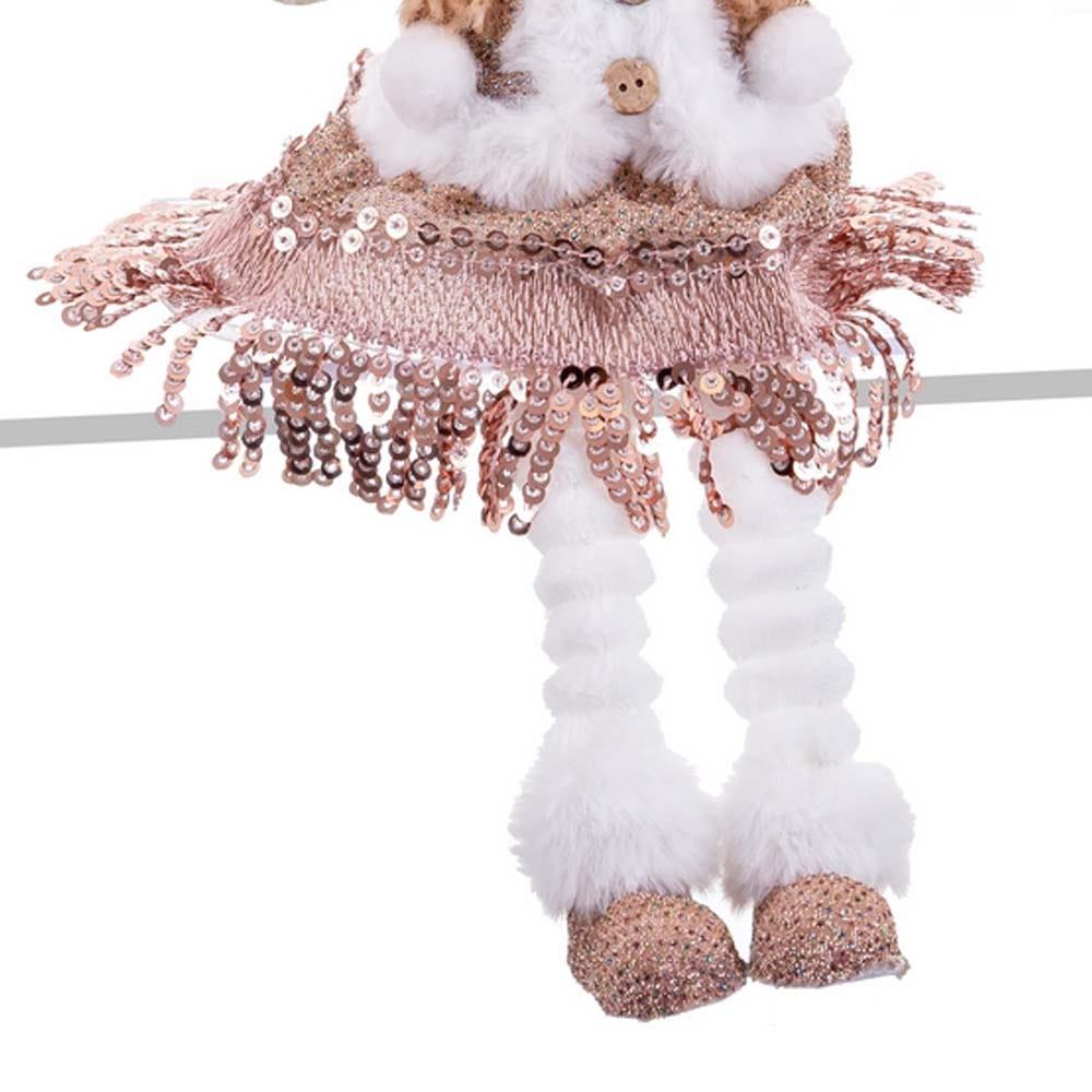 Lolahome Muñeco De Navidad ángel De Tela Y Polyfoam Blanco Y Marrón De 36 Cm