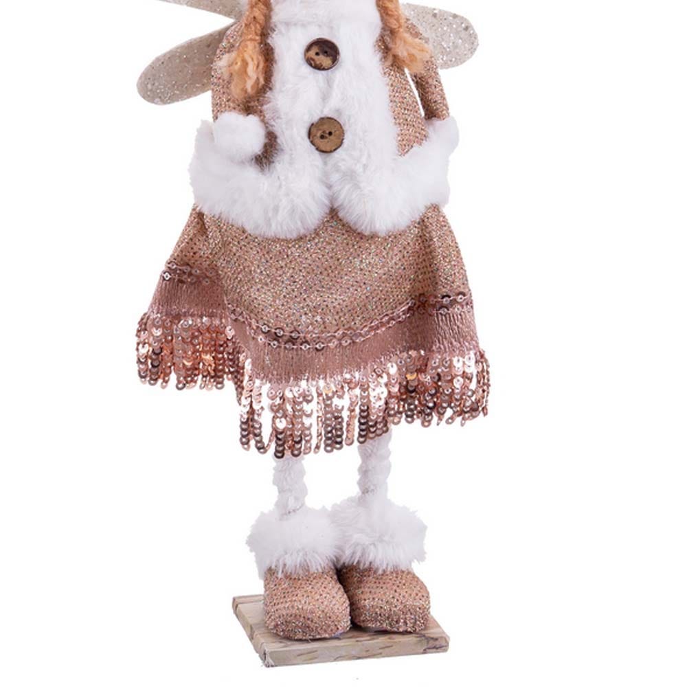 Lolahome Muñeco De Navidad ángel De Tela Y Polyfoam Blanco Y Marrón De 36 Cm