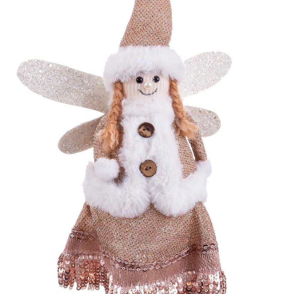 lolahome Muñeco de Navidad ángel de tela y polyfoam blanco y marrón de 47 cm