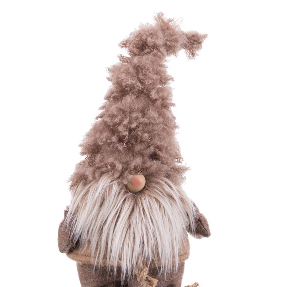 lolahome Muñeco de Navidad duende de tela de pelo marrón de 41 cm