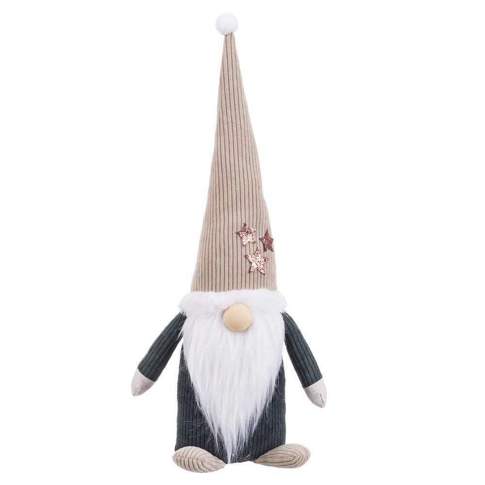 Lolahome Muñeco De Navidad Duende De Tela Gris Y Beige Con Gorro De 30 Cm