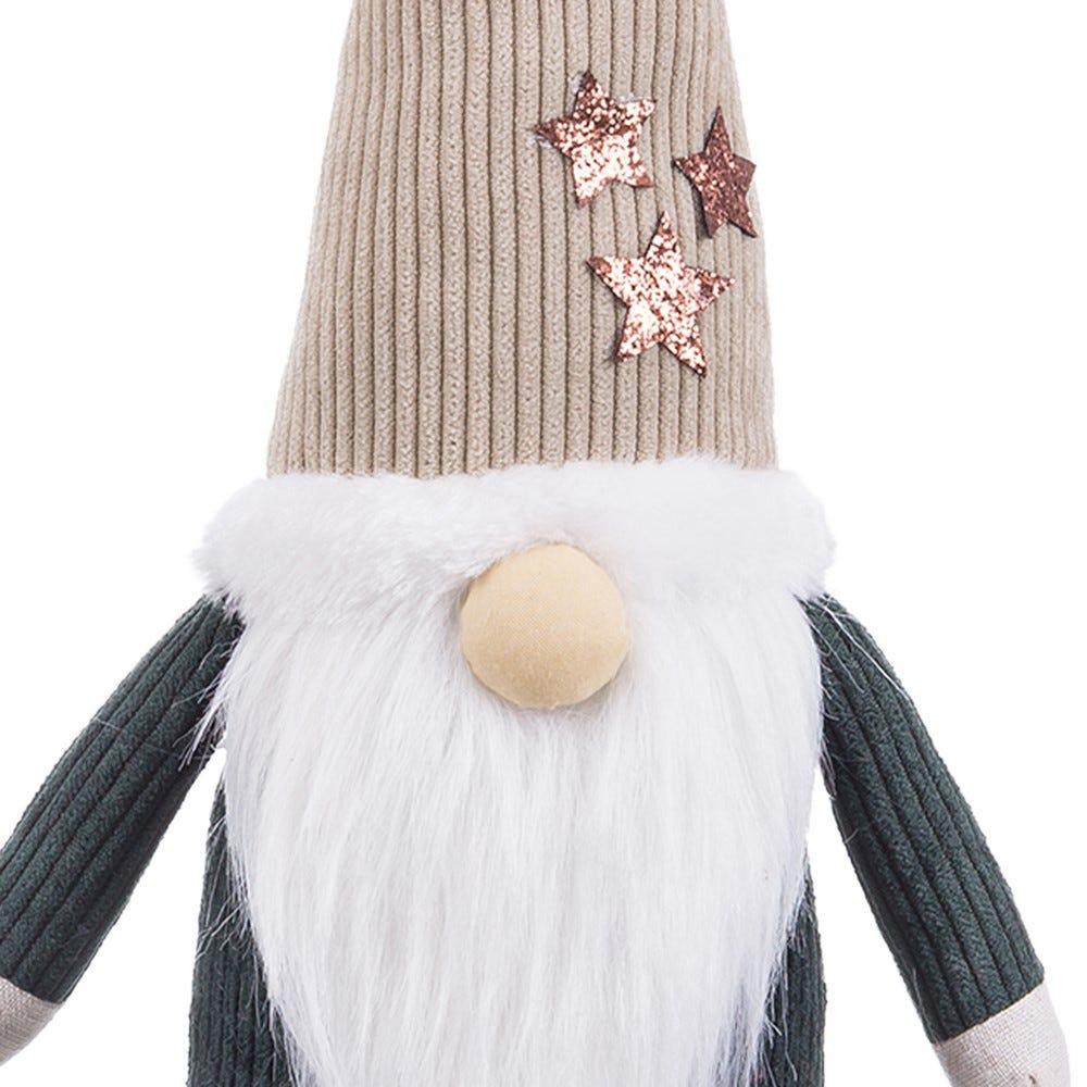 lolahome Muñeco de Navidad duende de tela gris y beige con gorro de 30 cm