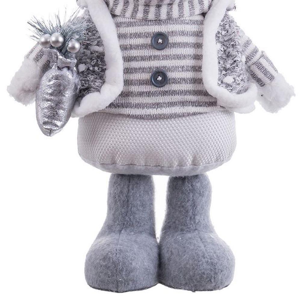Lolahome Muñeco De Navidad Oso De Pie Blanco Y Gris De Tela De 33 Cm