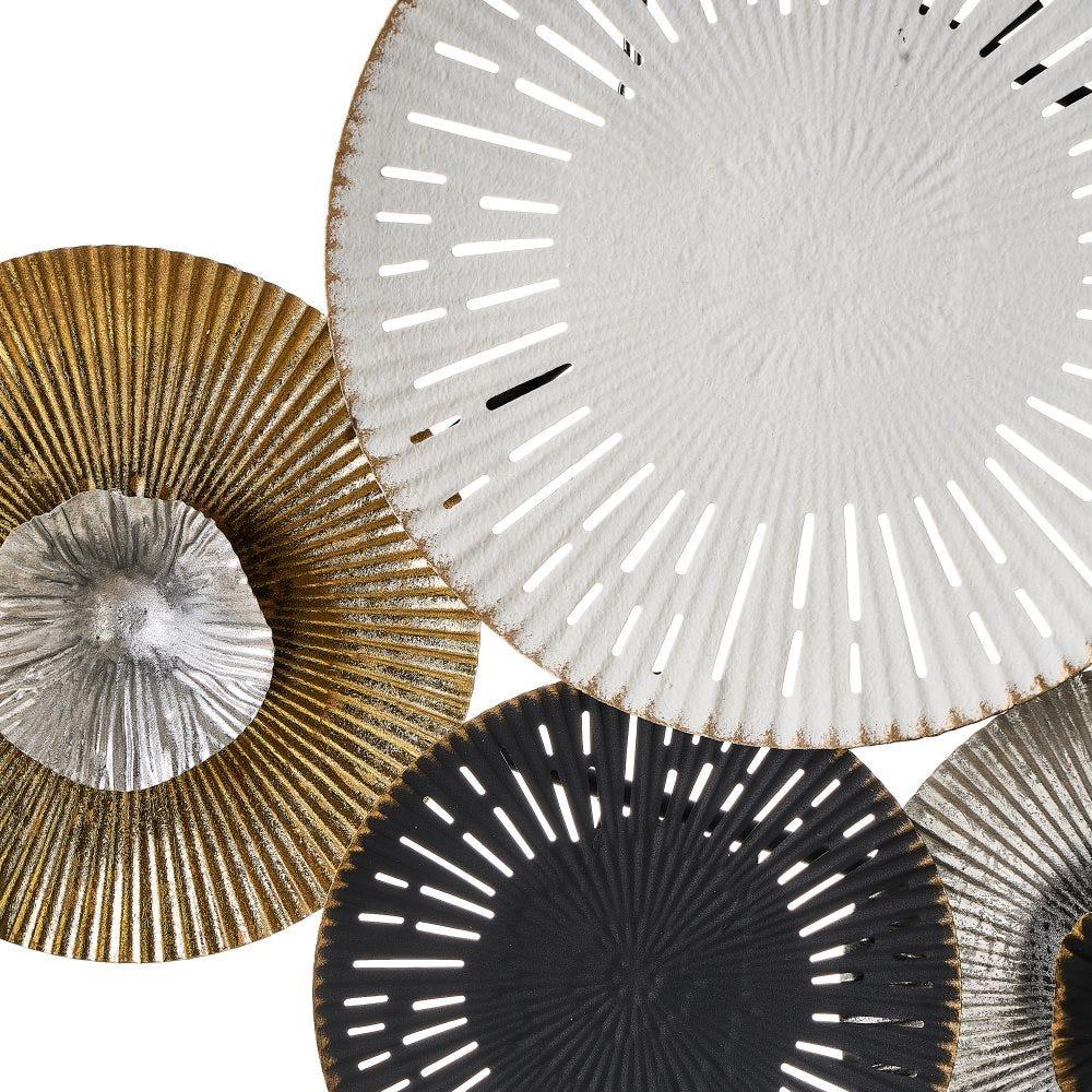 lolahome Mural de círculos de hierro negro y dorado de 122x50 cm