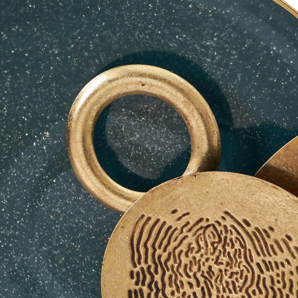 Lolahome Mural De Círculos De Metal Dorado Y Azul De 88x48 Cm