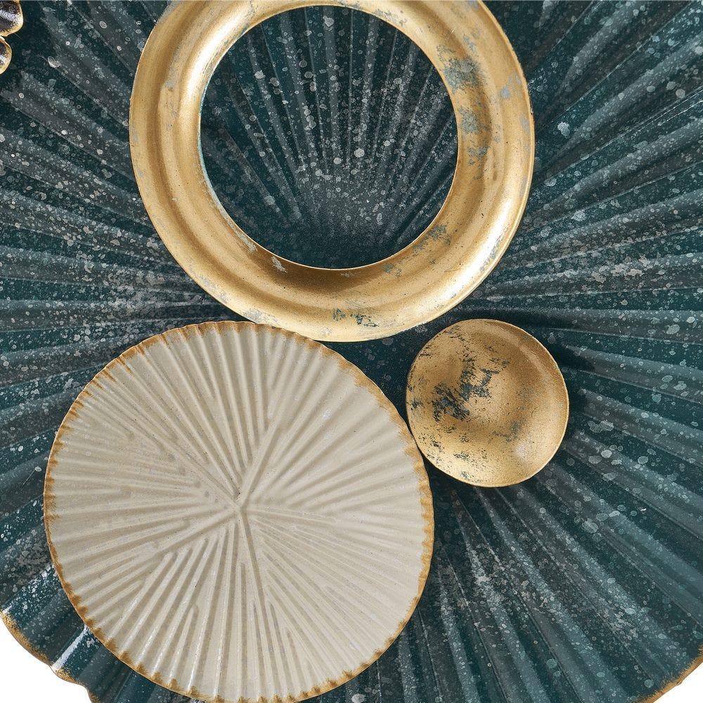 Lolahome Mural De Círculos De Metal Gris Y Azul De 64x41 Cm