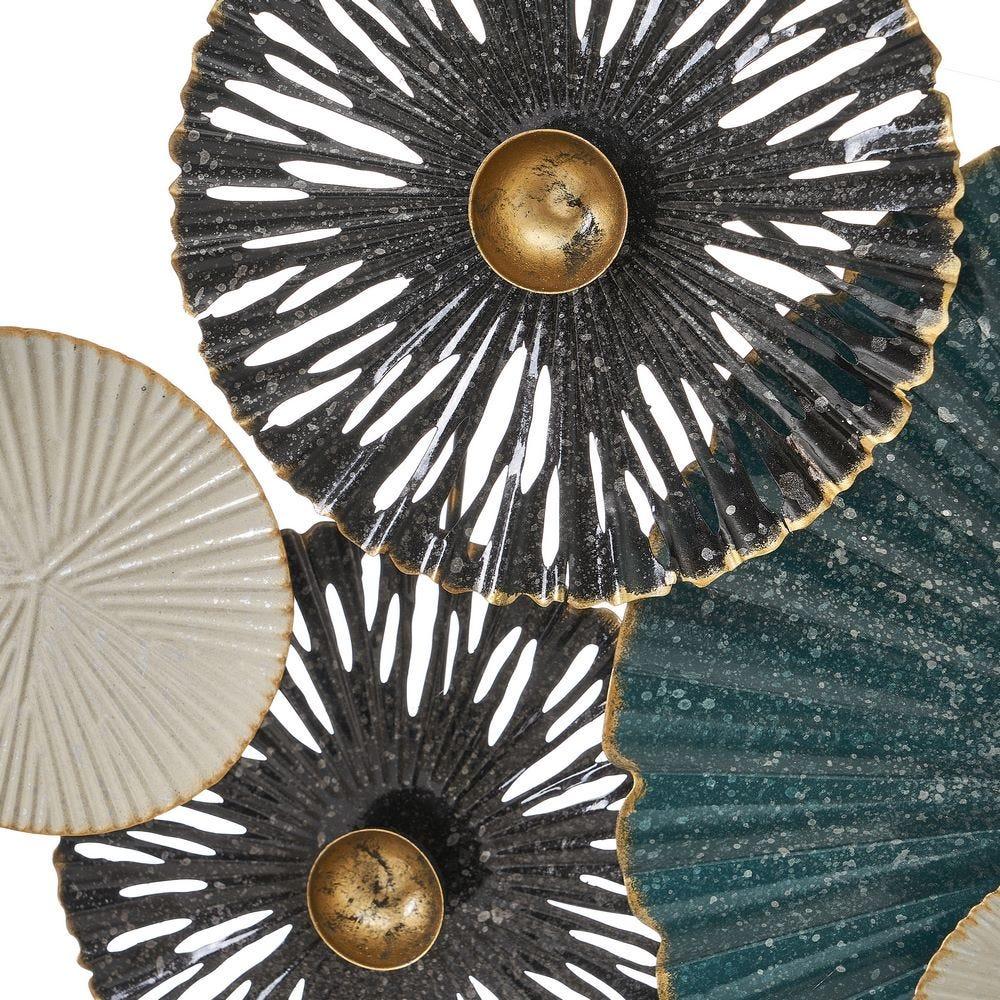 lolahome Mural de círculos de metal gris y azul de 64x41 cm