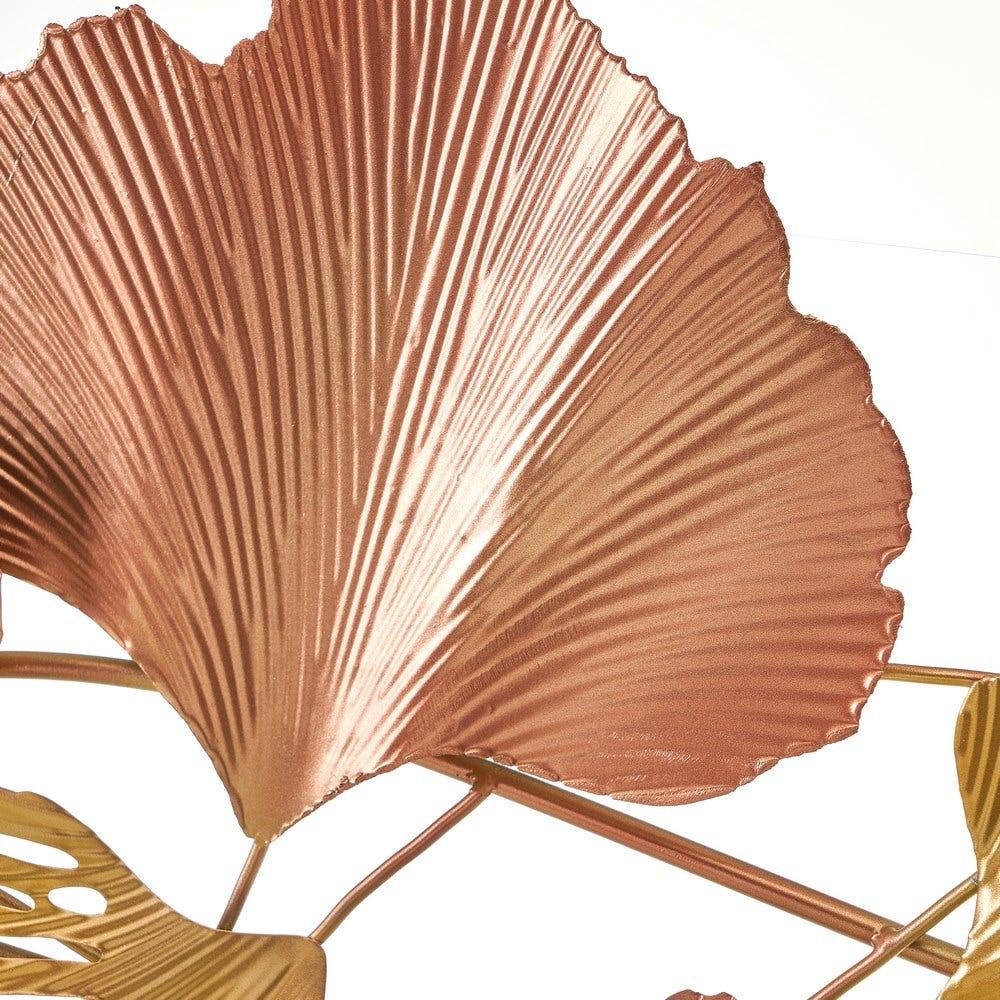 Lolahome Mural De Flores De Metal Dorado Y Cobre De 100x48 Cm