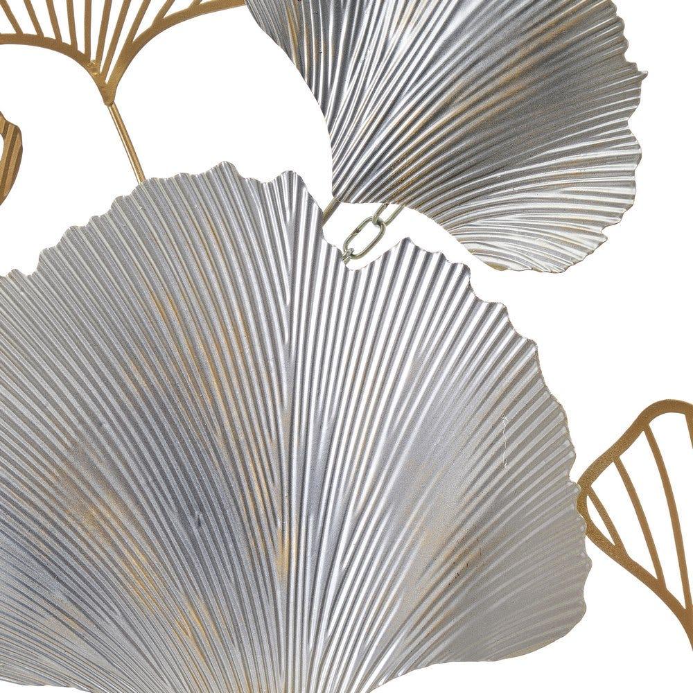 Lolahome Mural Flores Con Círculos De Metal Dorado Y Plateado De 100x66 Cm