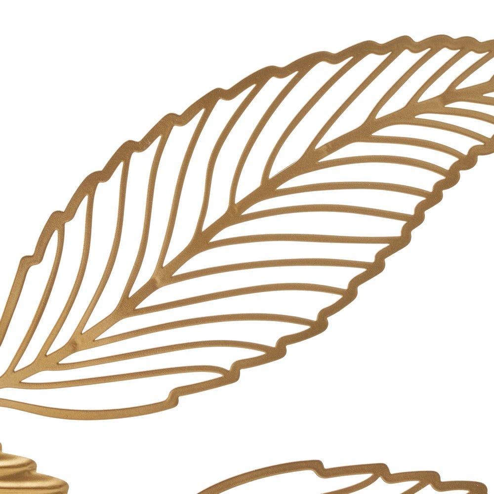 Lolahome Mural Hojas Con Círculos De Metal Dorado De 102x66 Cm