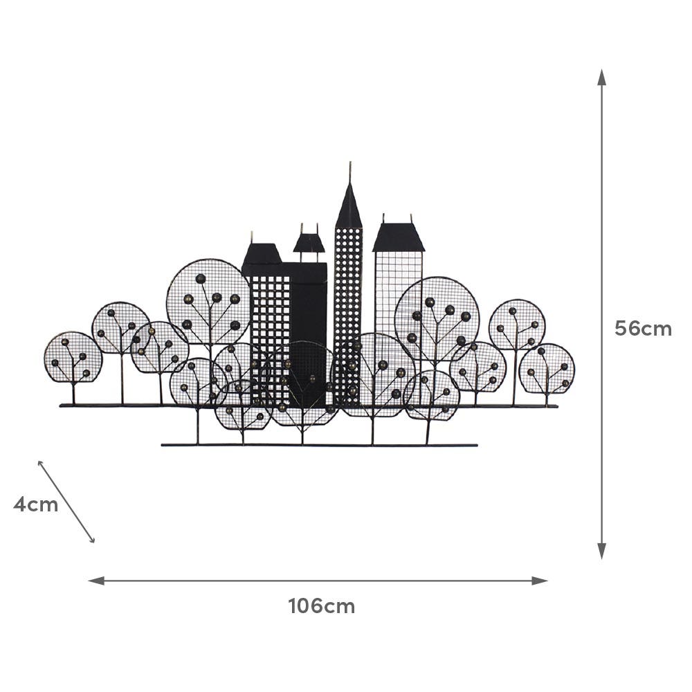 lolahome Mural New York de metal negro de 106x56 cm