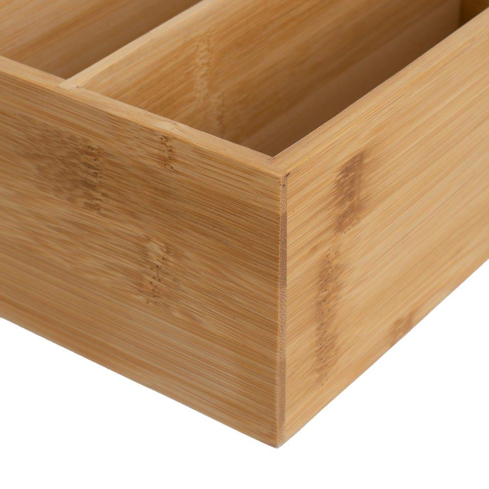 Lolahome Organizador De 4 Compartimentos De Bambú Natural De 27x21x8 Cm