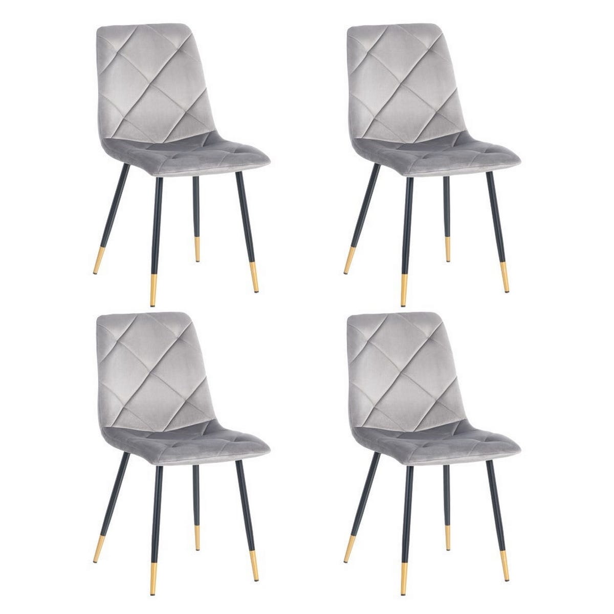 lolahome Pack de 4 sillas de comedor rombos de terciopelo de 45x50x86 cm