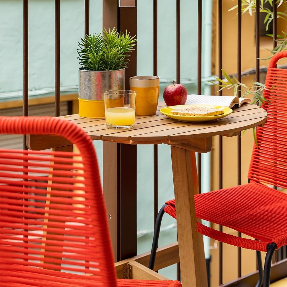 Lolahome Pack De 4 Sillas De Jardín Antea Apilables Ergonómicas De Cuerda Y Acero