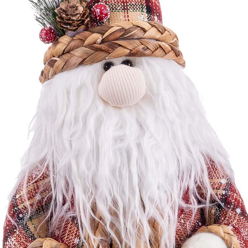 Lolahome Papá Noel De Ratán Trenzado Natural Y Polyfoam Blanco De 50 Cm