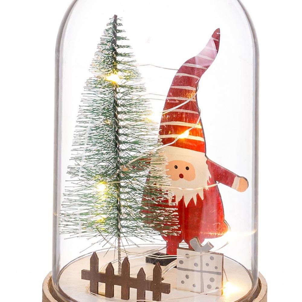 Lolahome Papá Noel En Campana De Madera Rojo Y Verde Con Luz Led De Ø 11x18 Cm
