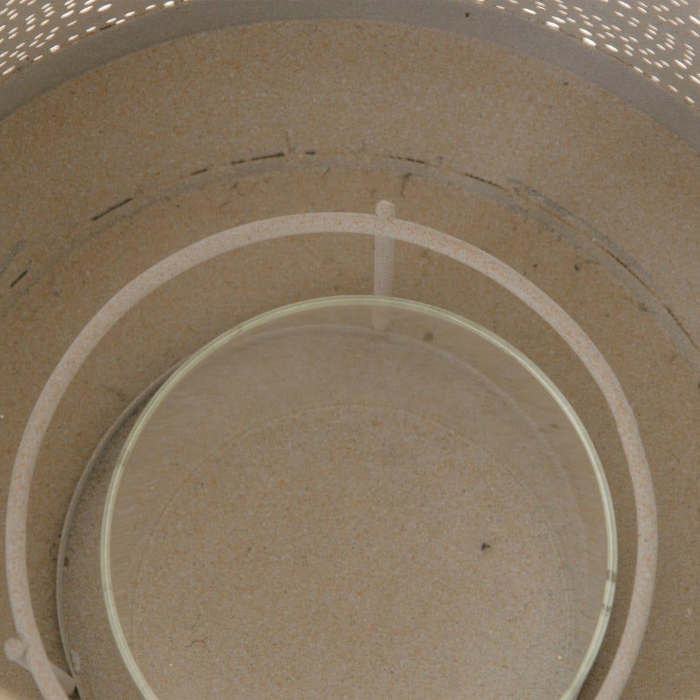 Lolahome Portavelas Calado Blanco Y Natural De Metal De Ø 26x65 Cm