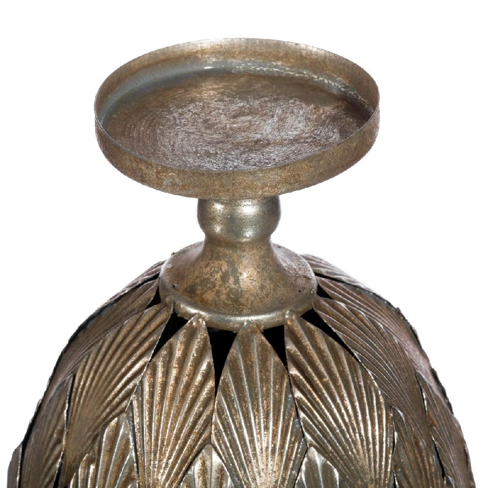 lolahome Portavelas candelabro plata envejecida de metal de Ø 15x28 cm