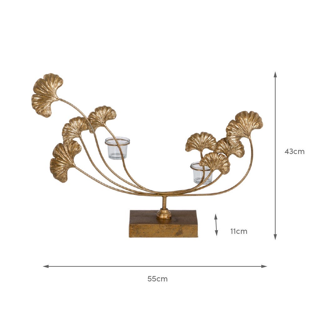 Lolahome Portavelas De Hojas De Metal Dorado Envejecido De 55x43 Cm