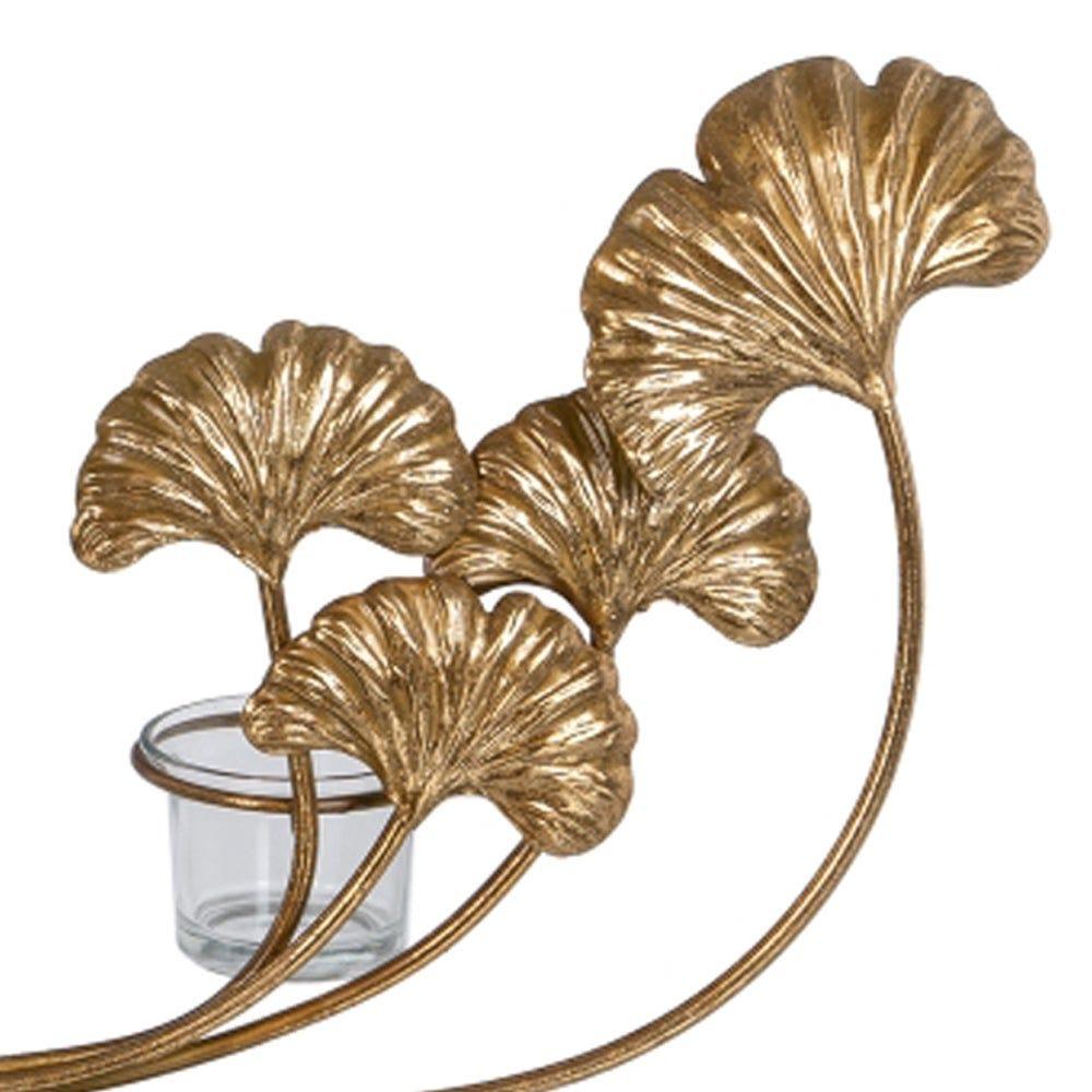 Lolahome Portavelas De Hojas De Metal Dorado Envejecido De 55x43 Cm